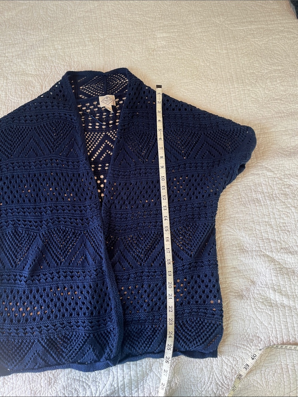 St. John's Bay Navy Open-Knit Short-Sleeve Cardigan - Picture 4 of 4